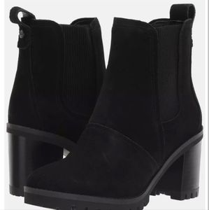 Ugg Hazel Waterproof Chelsea Block Heel Bootie Black Suede Size 9 1103766